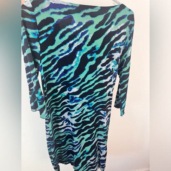 Authentic My Tribe Boatneck Cocktail Dress 3/4 Sleeve, Animal Print Trend! - Picture 3 of 3